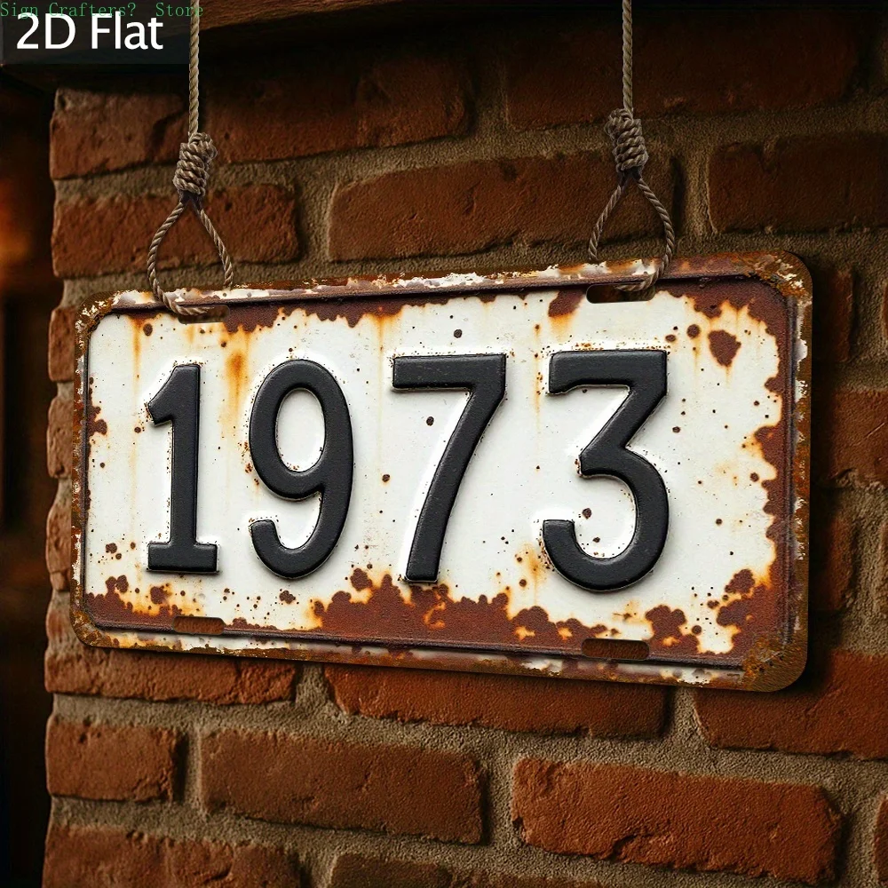1973 Japanisches Nummernschild 2D Flaches Vintage Metallschild Authentische Größe & Schriftart Anpassbare Zahlen Text Wanddekoration für Import-Tuning Image