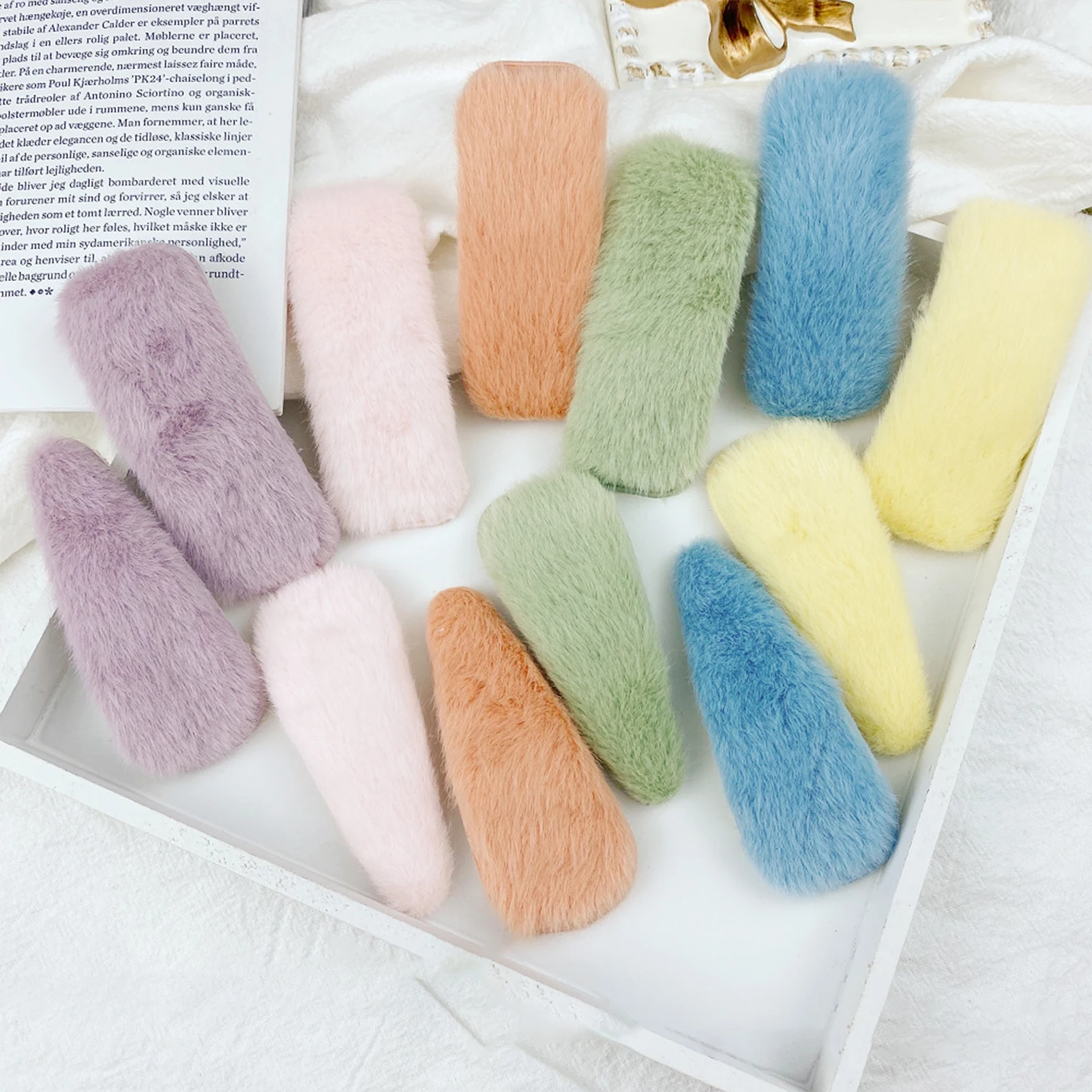 Flauschige Samt-Haarspangen im französischen Stil, rutschfeste große BB-Haarspangen, Haarklammern für stilvolle Haaraccessoires, für den täglichen Gebrauch. Image