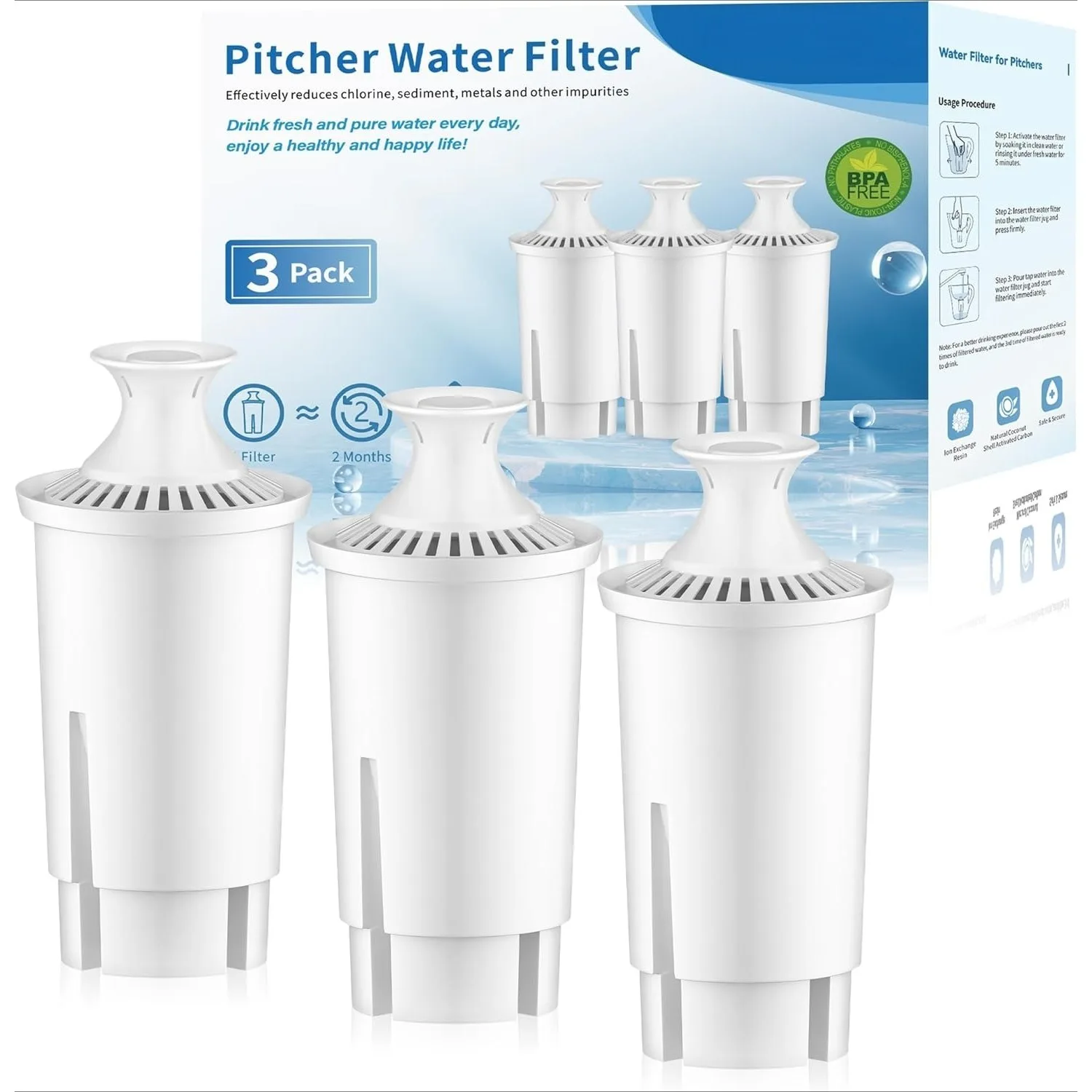 Wasserfilter-Ersatz für Krug-Filtersysteme, Wasserfilter Kompatibel mit Klassischen OB03 & 107007 35557 Modellen Image