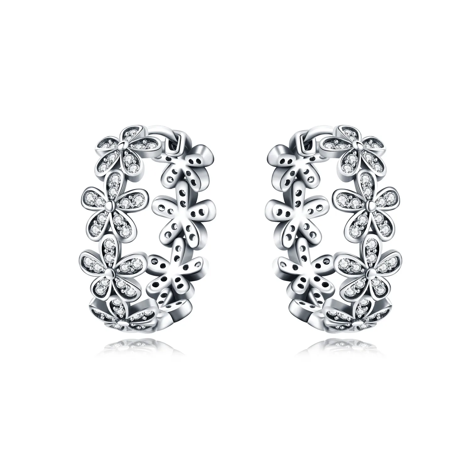 CYCUFF S925 Sterling Silber Vintage Gänseblümchen-Blumen-Ohrringe, Creolen, Damenschmuck, originelle, trendige Geschenke zum Jahrestag Image