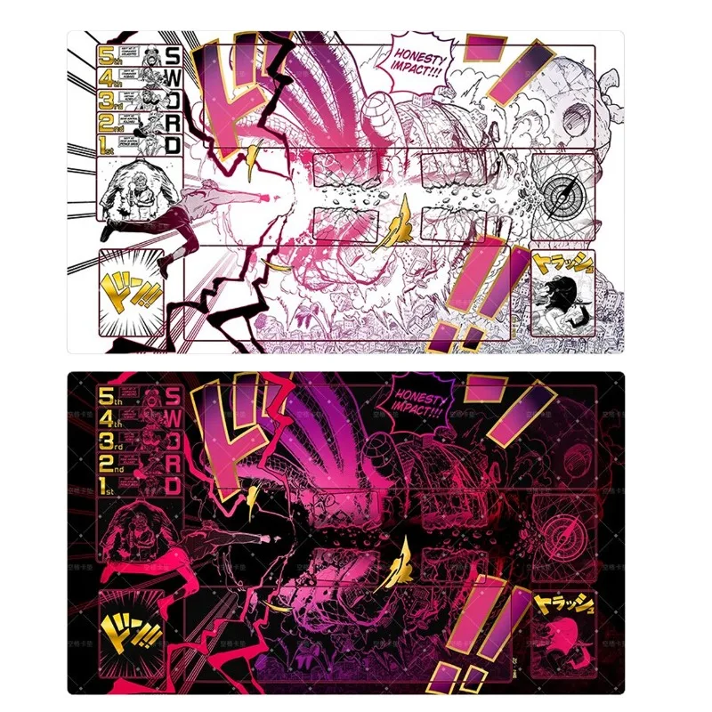 OPCG One Piece Coby Themen-DIY-Spielmatten für Einzelspieler, Sammelkarten-Spielmatten, Anime 2mm Genähte Kanten Gummi-Spielbrettmatte, Spielzeug-Geschenk