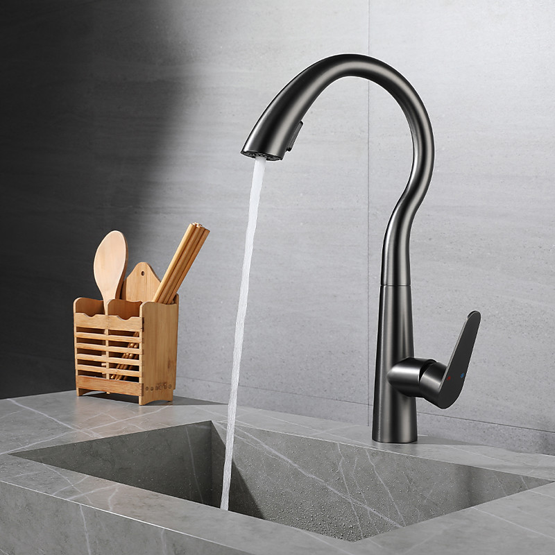 Kitchen Sink Faucet with Pull-Out Sprayer,Single Handle High Arc Commercial Kitchen Faucet