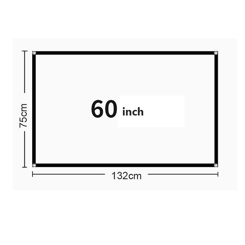 Projector Screen 16:9 HD 4K, Foldable Portable Projection Screen for Home Theater, Indoor Outdoor Movie Screen with Reinforced Edges and Grommets, Anti-Crease Video Screen for Office Backyard