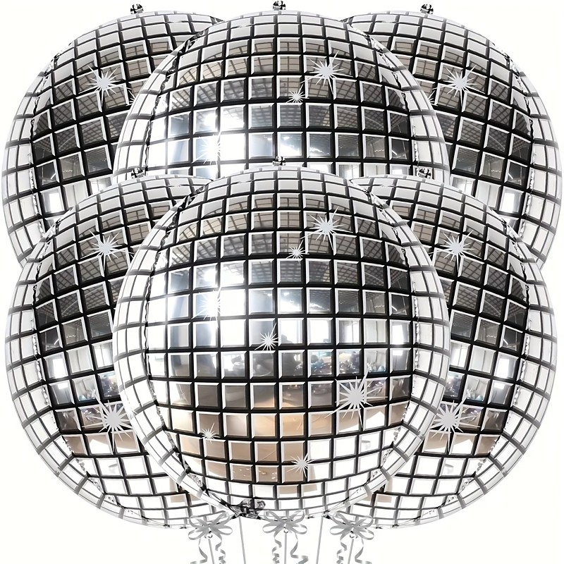 10PCS Silver Disco Ball Balloons - 4D Reflective Party Decoration, Durable Aluminum Foil Suitable for Disco-Themed Birthday Parties, Bachelorette Parties, New Year Celebrations, Cocktail Parties, Prom