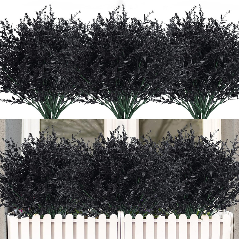 24 Bundles Outdoor Artificial Flowers Lavender UV Resistant Fake Outdoor Plants, Faux Greenery for Indoor Outside Hanging Plants Garden Porch Window Box Home Wedding Farmhouse Décor