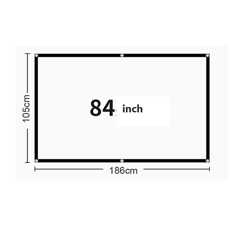 Projector Screen 16:9 HD 4K, Foldable Portable Projection Screen for Home Theater, Indoor Outdoor Movie Screen with Reinforced Edges and Grommets, Anti-Crease Video Screen for Office Backyard