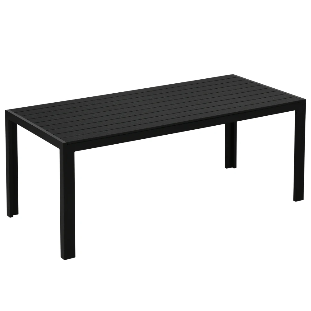 Gartentisch Aluminiumtisch 120x70 cm für Gartenterrasse Holz-Kunststoff Polywood schwarz wetterfest & modern