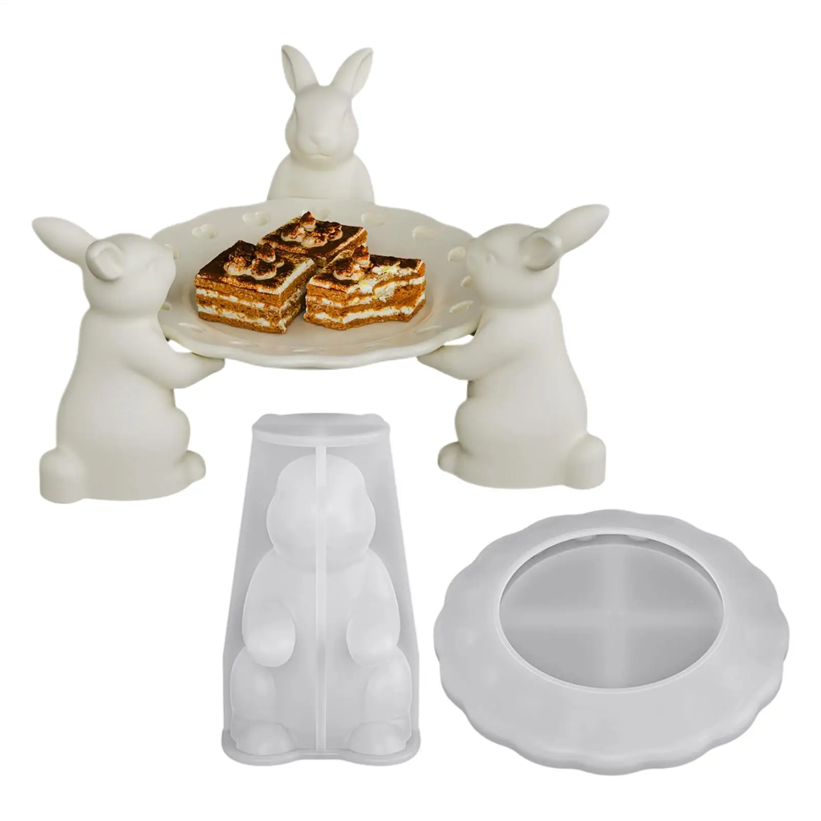 3D Niedliche Bonbonschalen Osterhasen-Form Silikon-Hasentablett-Form für Thanksgiving, Feiertage, Partys, Büros, Zuhause, Zimmer, Schreibtisch Image