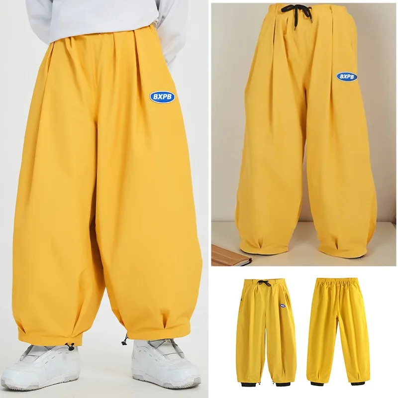 Amerikanische Retro-Skihose mit Furnier, wasserdicht, verbreitert, für Männer und Frauen, Paar-Skihose, wasserdicht, winddicht, verschleißfest, warme Schneehose Image