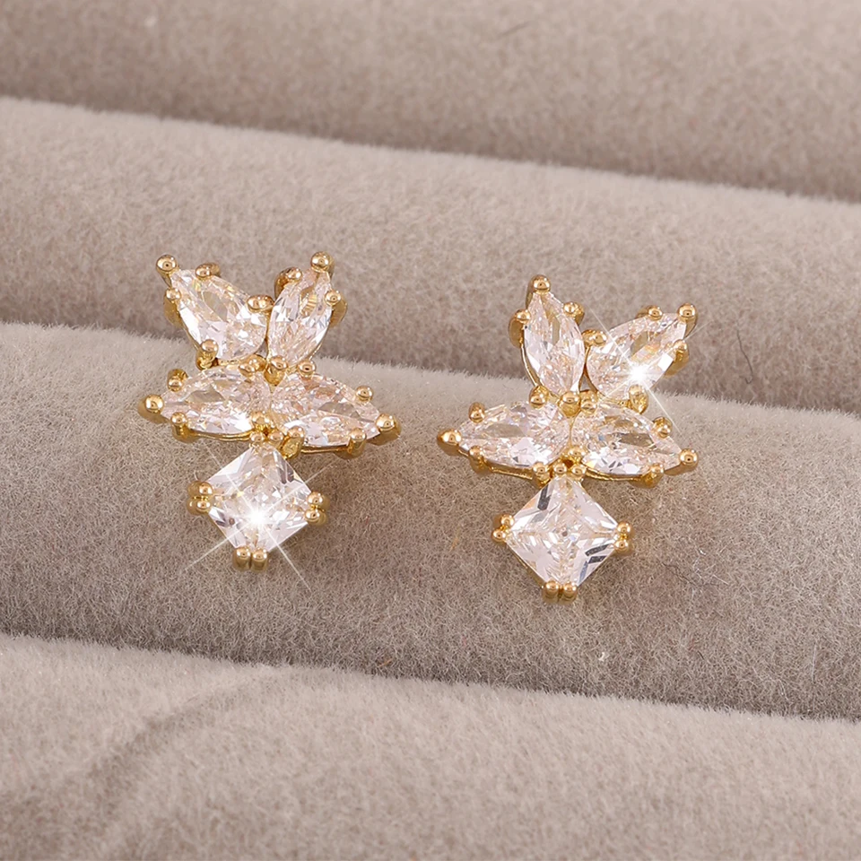 ZAKOL Einfache geometrische Kristall-Zirkonia-Ohrstecker für Frauen, exquisites Temperament, Ohrschmuck, Schmuck, Geschenk Image
