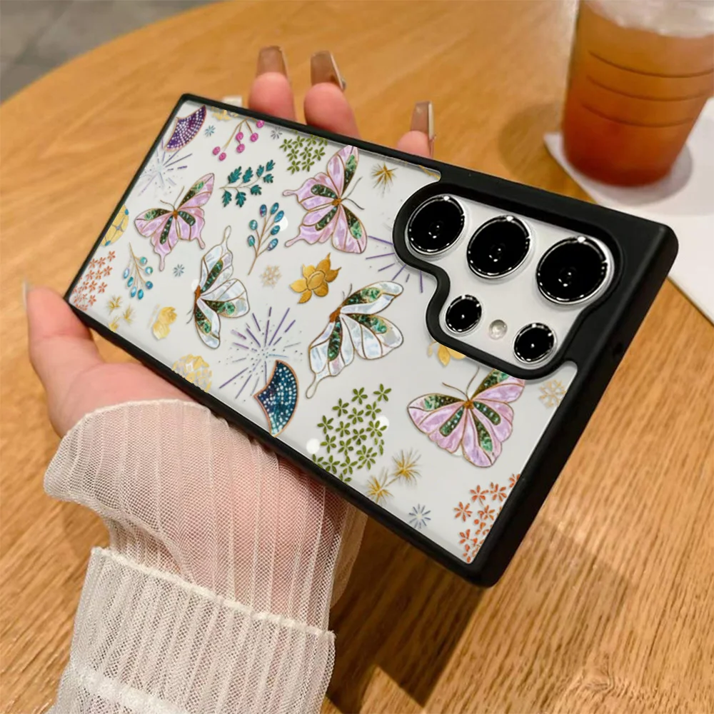 Bunte Schmetterling-Plastik-Handyhülle für Samsung Galaxy A56 5G A16 A15 A05 A07 A17 A55 A54 A36 A13 A26 Transparente Schutzhülle Image