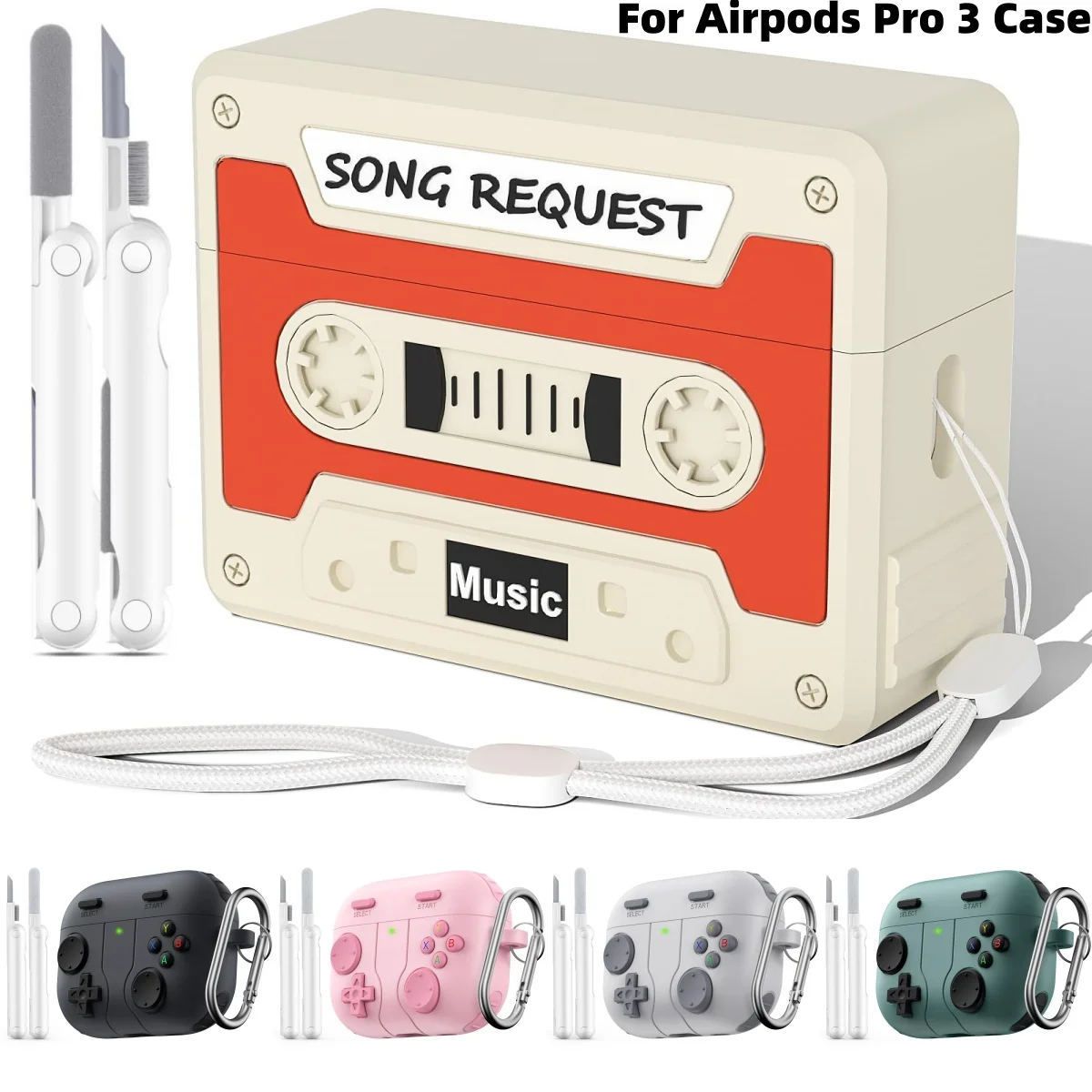 Spielhülle für AirPods Pro 3 2025, mit Reinigungsset, Schlüsselanhänger für AirPods Pro, Silikonhülle der 3. Generation für AirPods Pro 3 Image