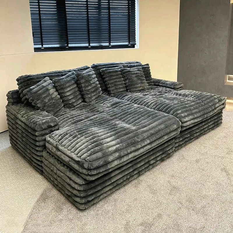 Cord-Sofa mit Geradem Design, Schwammstoff-Sessel, Vakuumkomprimiertes Schlafsofa, Lounge für Wohnzimmer, Heimische Möbel Image