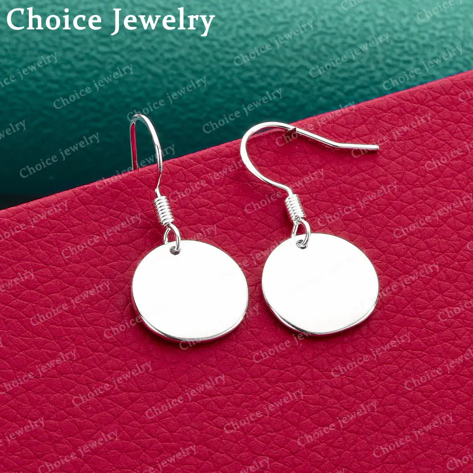 Ohrringe aus 925er-Sterlingsilber mit glatter, konvexer Oberfläche, runde Tropfenohrringe für Frauen, Hochzeit, Verlobung, Party, Schmuckzubehör Image
