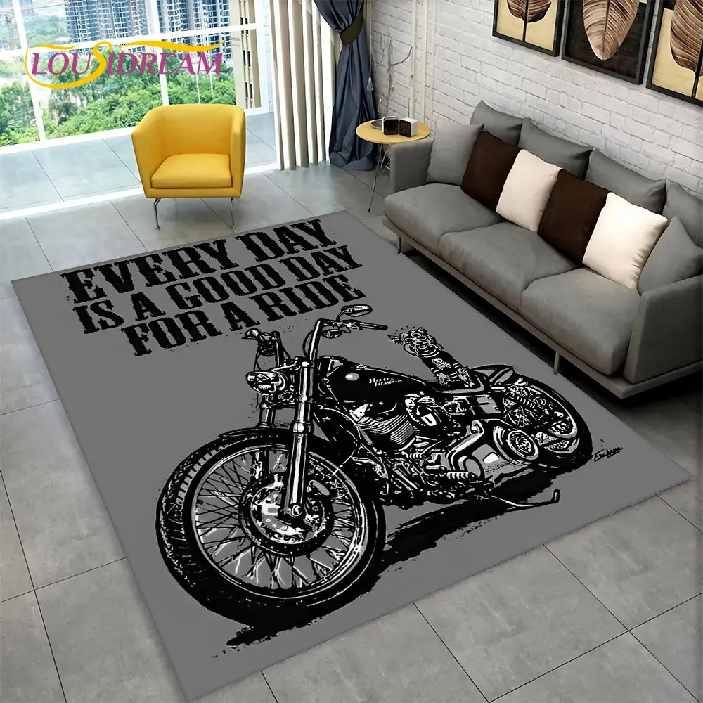 3D Retro Vintage Motorrad Bereich Teppich Große, Teppich Teppich für Wohnzimmer Schlafzimmer Sofa Fußmatte Decor, kind Spielen Nicht-slip Boden Matte Image