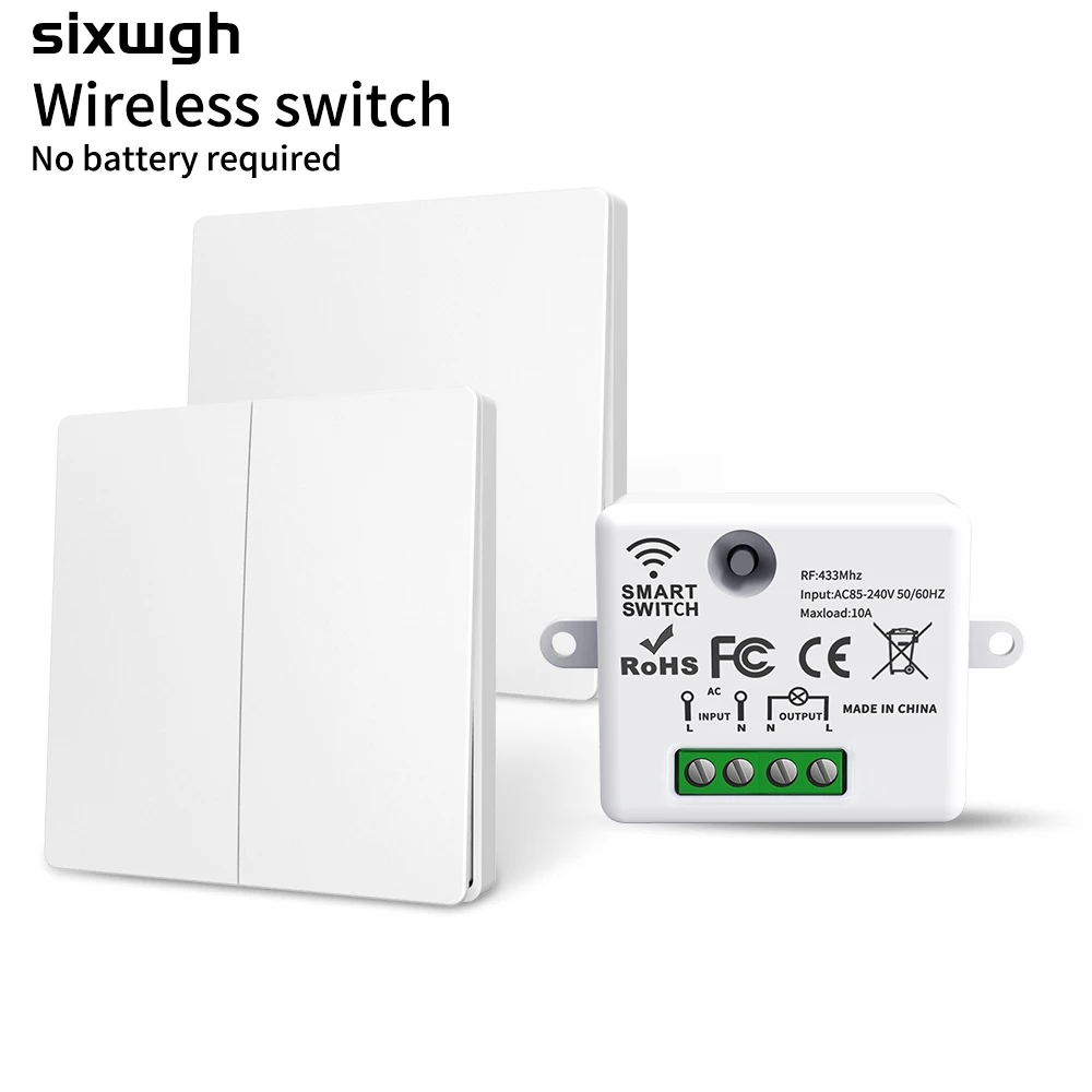 DIY kabelloser Schalter mit eigener Stromversorgung, keine Batterie erforderlich, RF 433 MHz Fernbedienung für Wandlichtlampenschalter Image