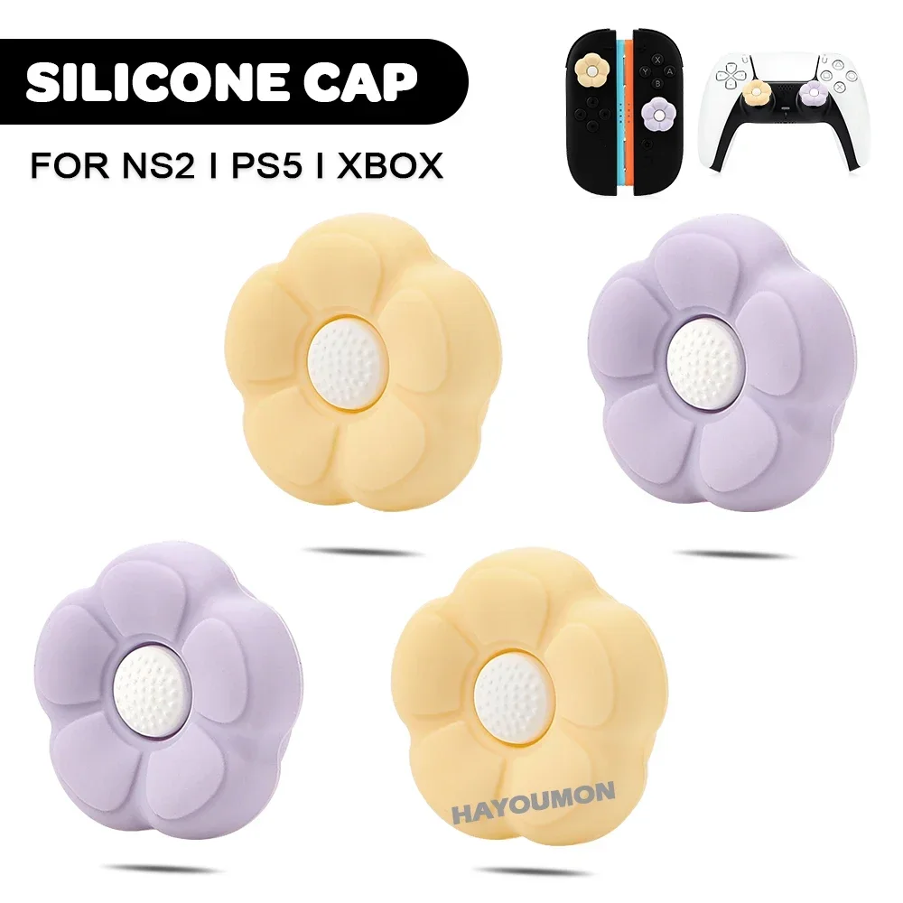 4er-Set Niedliche Blumen Silikon Soft Thumb Stick Grip Caps Schutzhülle für Switch 2 Joypad Controller Thumbstick Case Zubehör Image