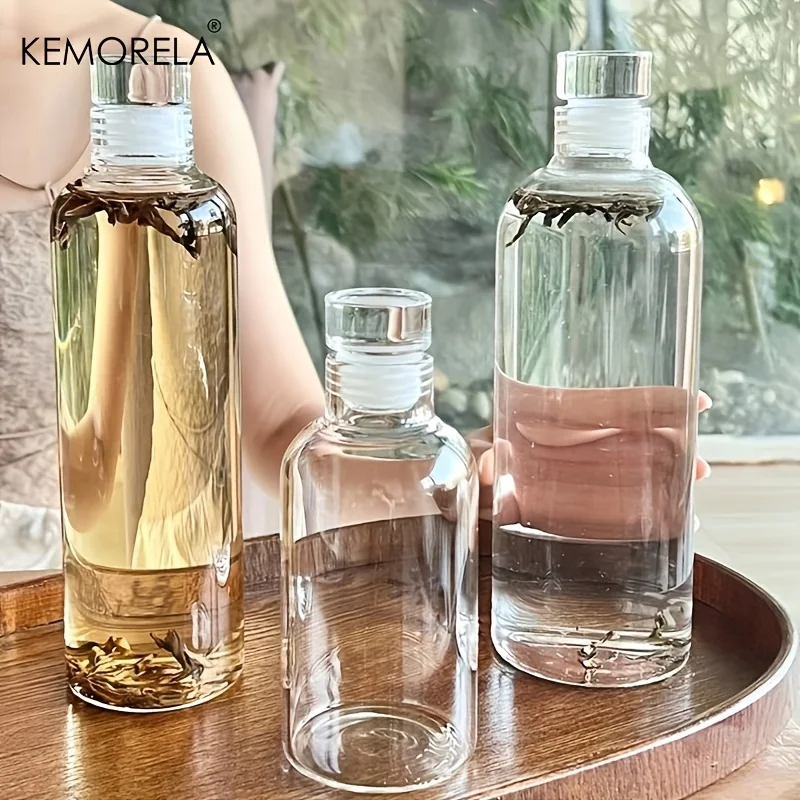 1 Stück klare Wasserflasche, 300/500/750 ml, Sportwasserflasche aus Glas, großes Fassungsvermögen mit auslaufsicheren Eigenschaften für Kaffee, Saft, Tee Image