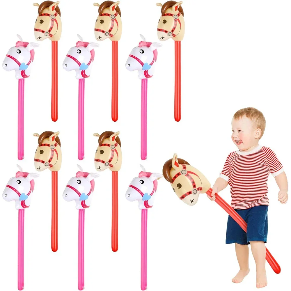 2 Stück Pferdekopf-Ballonhalter, Aufblasbare PVC-Einhorn-Pony-Ballonhalter für Pferde-Cowboy-Geburtstag, Pool-Spielzeug Image