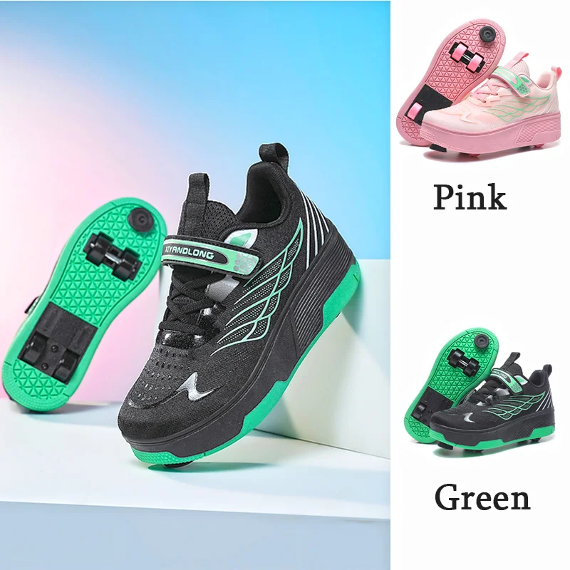 Doppelreihige 4-Rad-Rollschuhe mit Rollen, Dual-Purpose-Rennrollschuhe, Skateboard-Schuhe, Speed-Rollschuhe Image