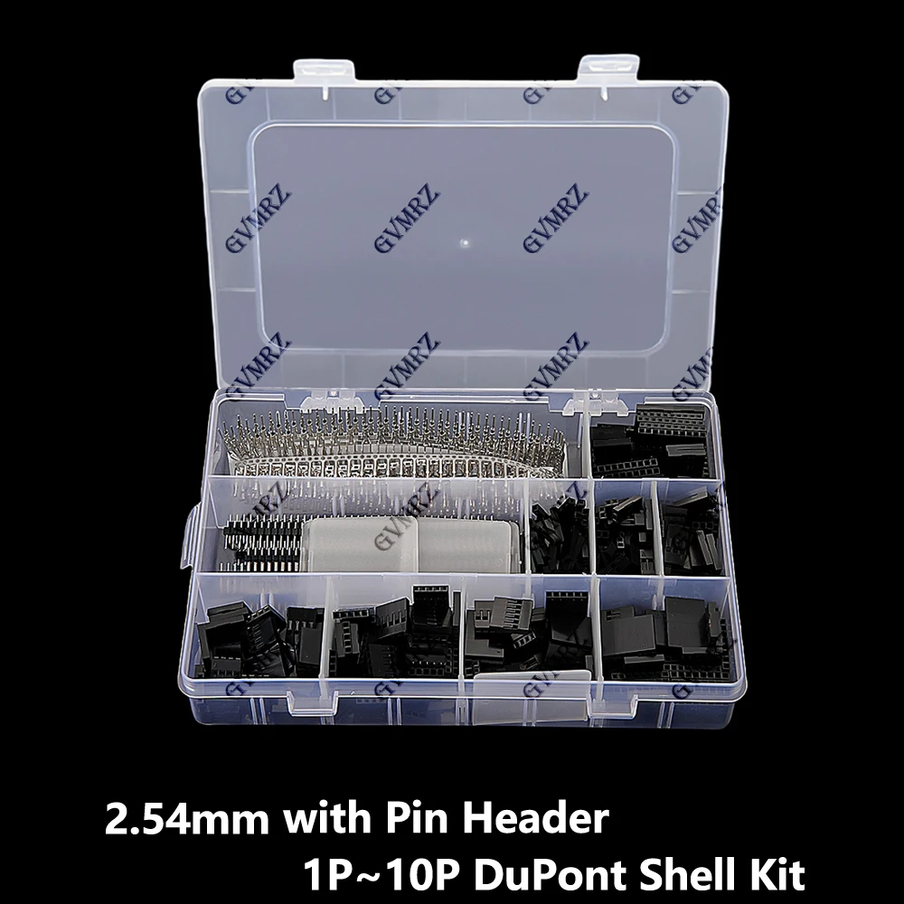 1450 Stück 2,54 mm DuPont-Stecker- und Buchsen-Verbindergehäuse-Kit mit Stiftleiste, einreihige Nadeln, 40-polig, 1P~10P DuPont-Gehäuse-Kit Image