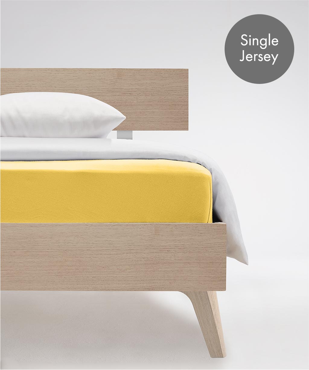 Spannbettlaken FLEURESSE "Jenny C aus feinfädigem Mako-Jersey", gelb, L:200cm, Mako-Jersey, Obermaterial: 100% Baumwolle, Bettlaken, Spannbettlaken, für Matratzen bis 23 cm Höhe Image