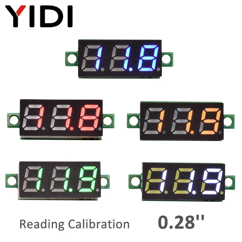 Mini voltmetro digitale LED 0,28 pollici DC 0-100V 2,5-30V misuratore di tensione volt tester rilevatore rosso verde blu per auto moto