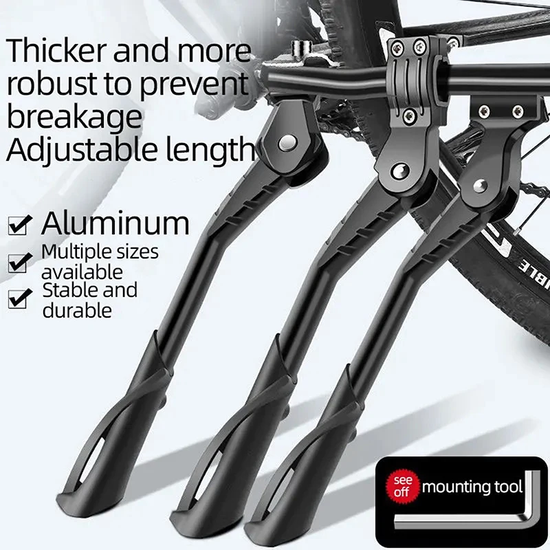 【W】 Cavalletto per Bicicletta Regolabile da 24-29 Pollici, Supporto Laterale in Lega di Alluminio, Cavalletto per Parcheggio Bici