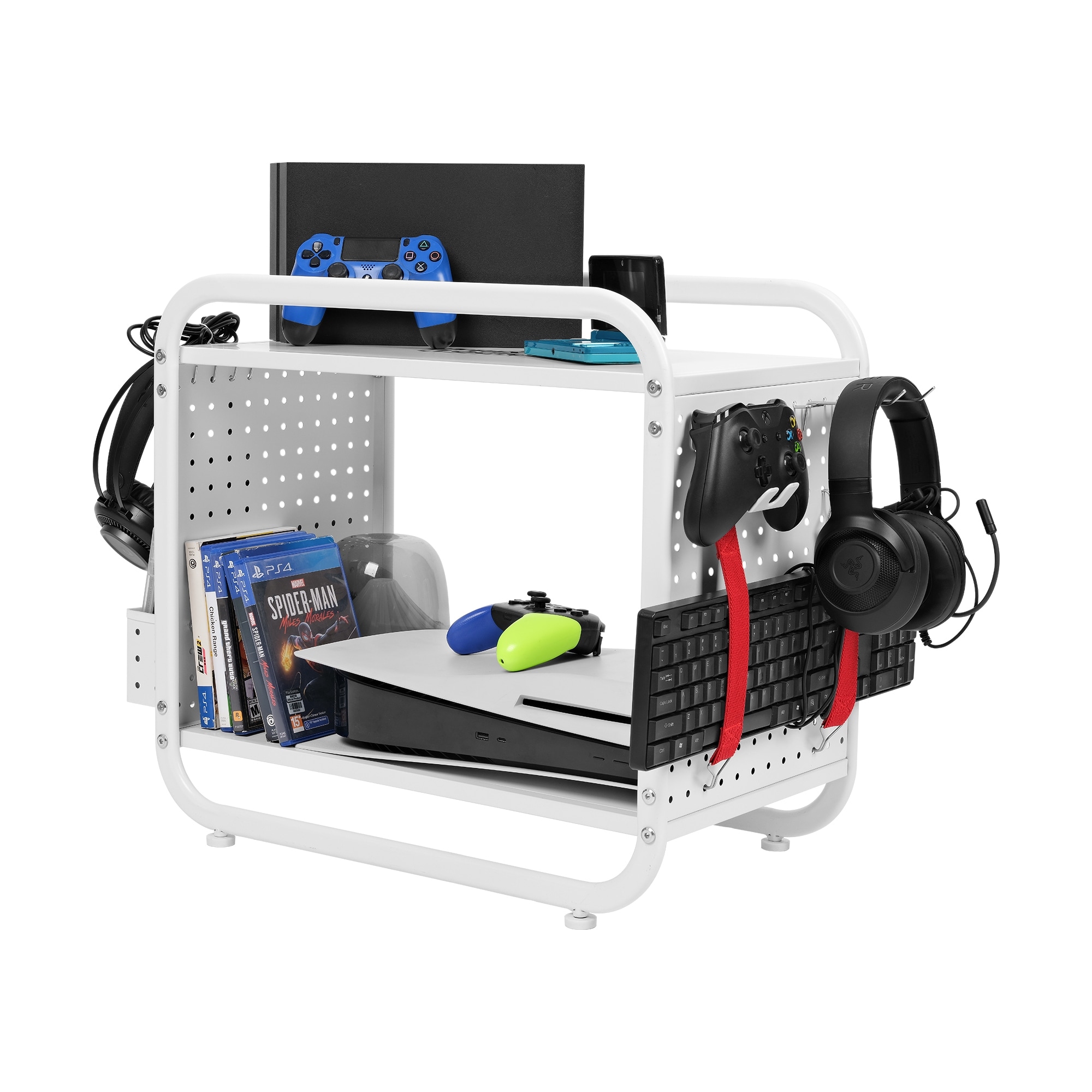 2-Tier Metal Video Game Console Storage Tower