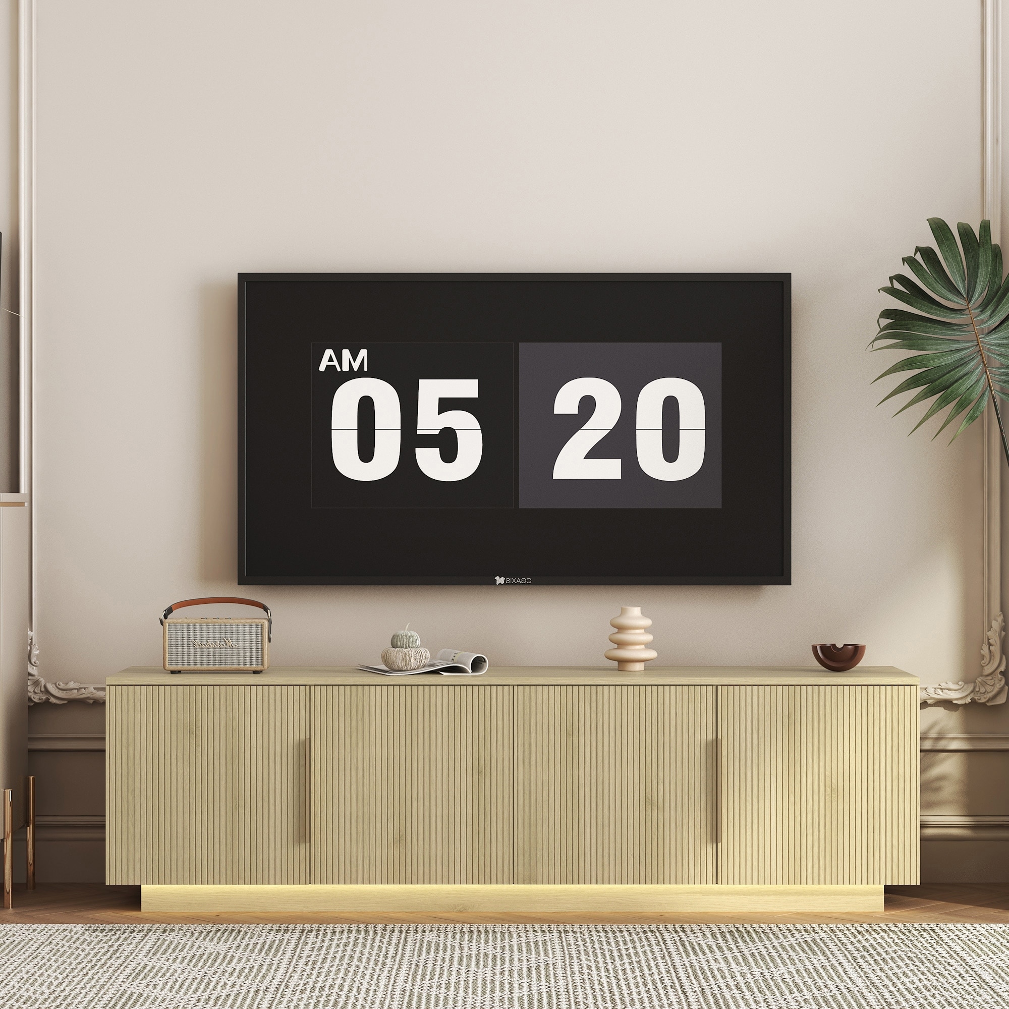 TV Stand with 16 Color LEDs, 68" Modern TV Stand, TV Cabinet Entertainment Center for 55 60 65 Inch TV