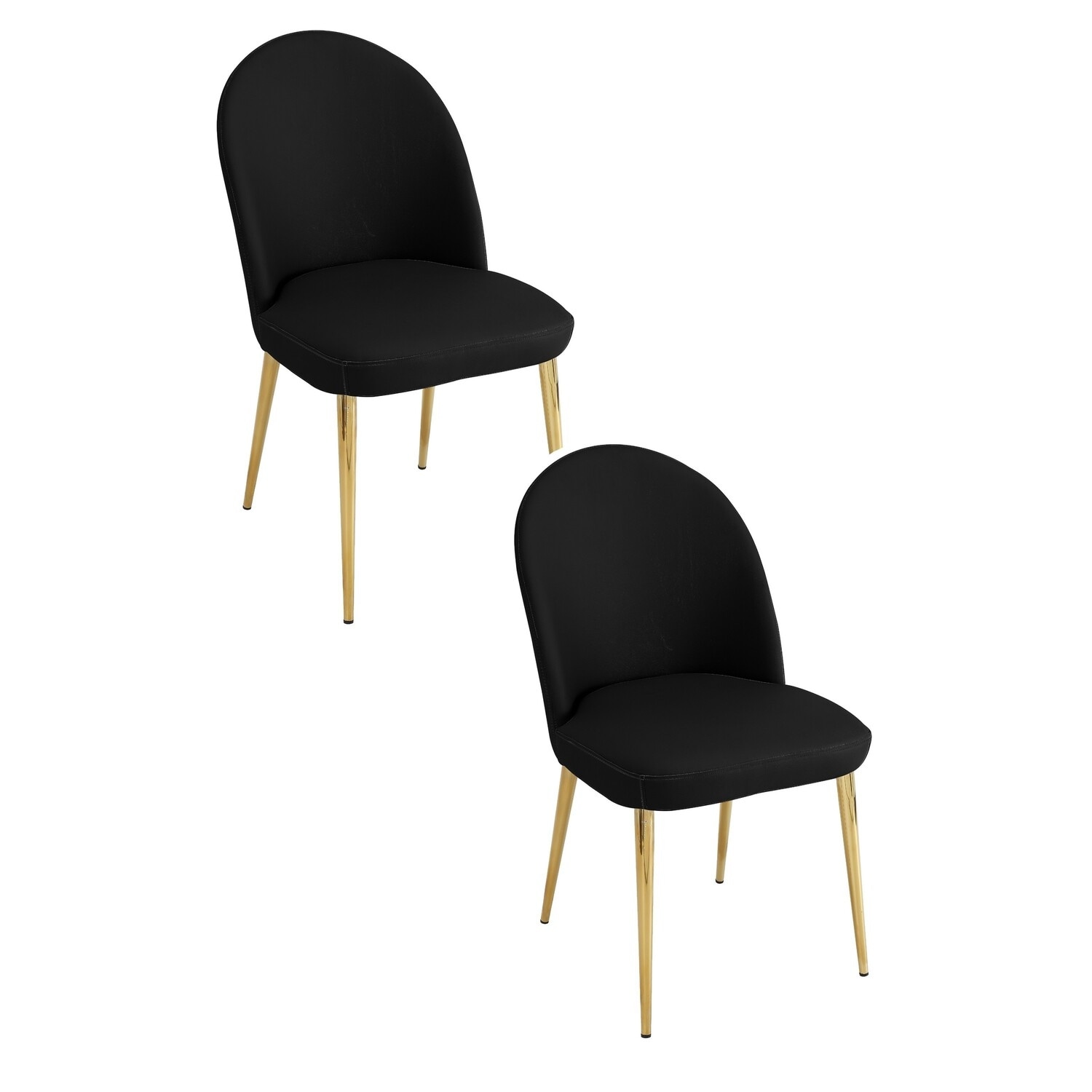 Gold/Black Faux Leather Upholstered Metal Frame Dining Chair, Set of 2, Sturdy Dining Chair for Dining Rooms - 17.5