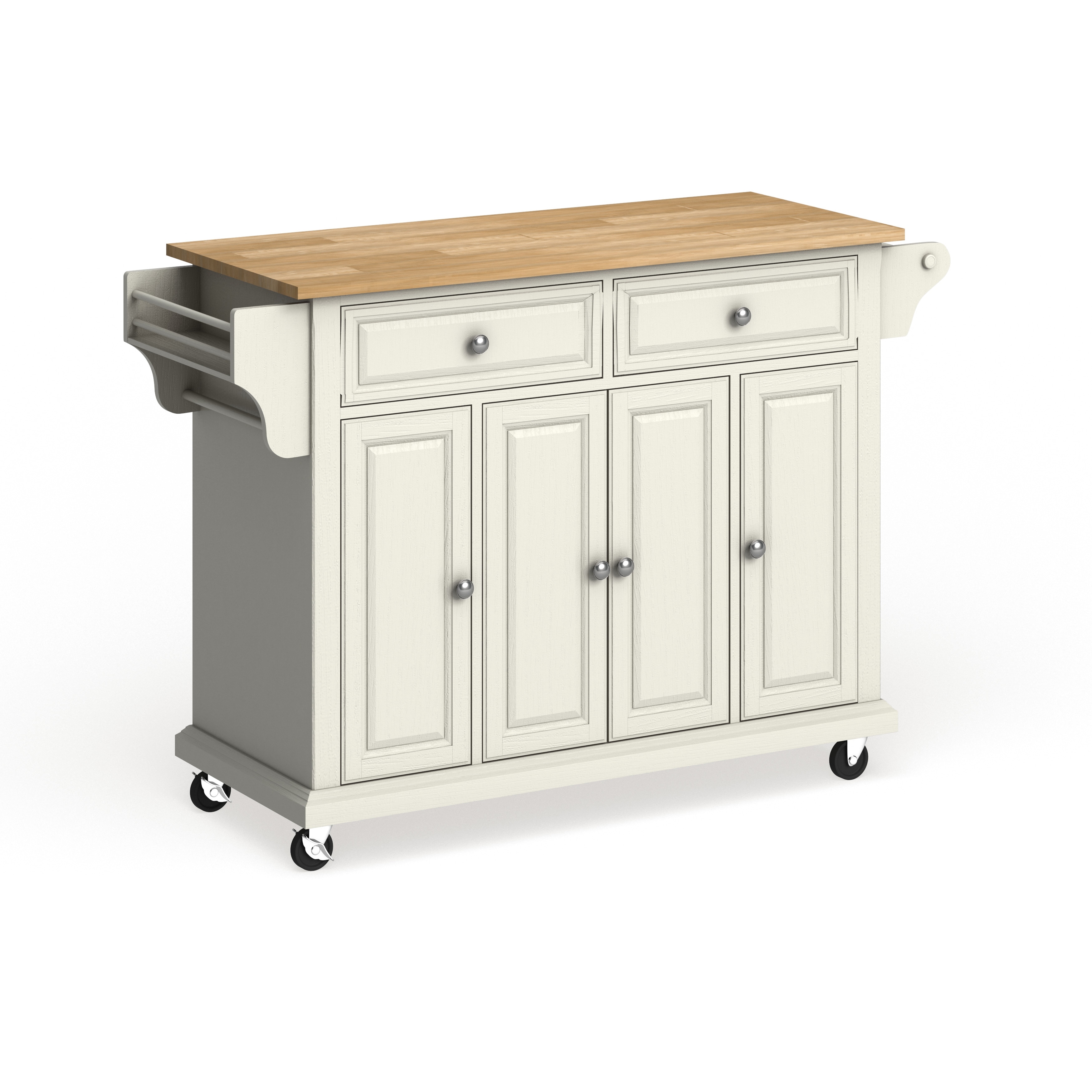 Crosley Full Size White Natural Wood Top Kitchen Cart Island - 18"d x 51.5"w x 36"h