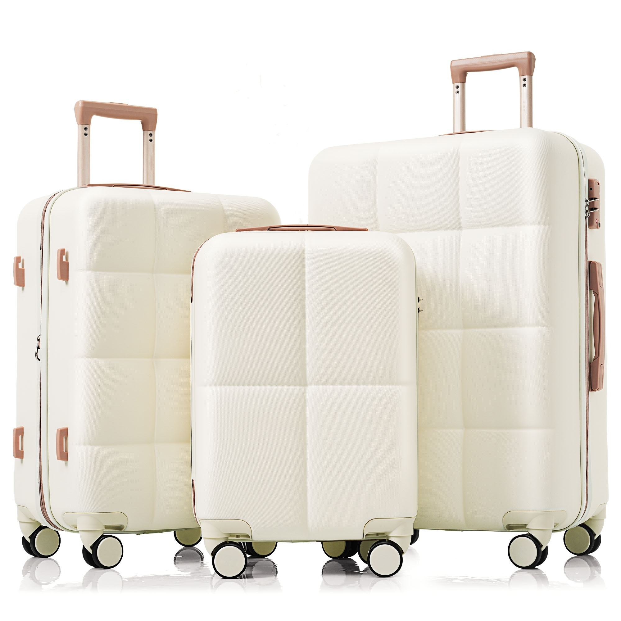 Luggage Set of 3, Airline Certified Carry-on Luggage with Cup Holder, ABS Hard Shell Luggage with Spinner Wheels