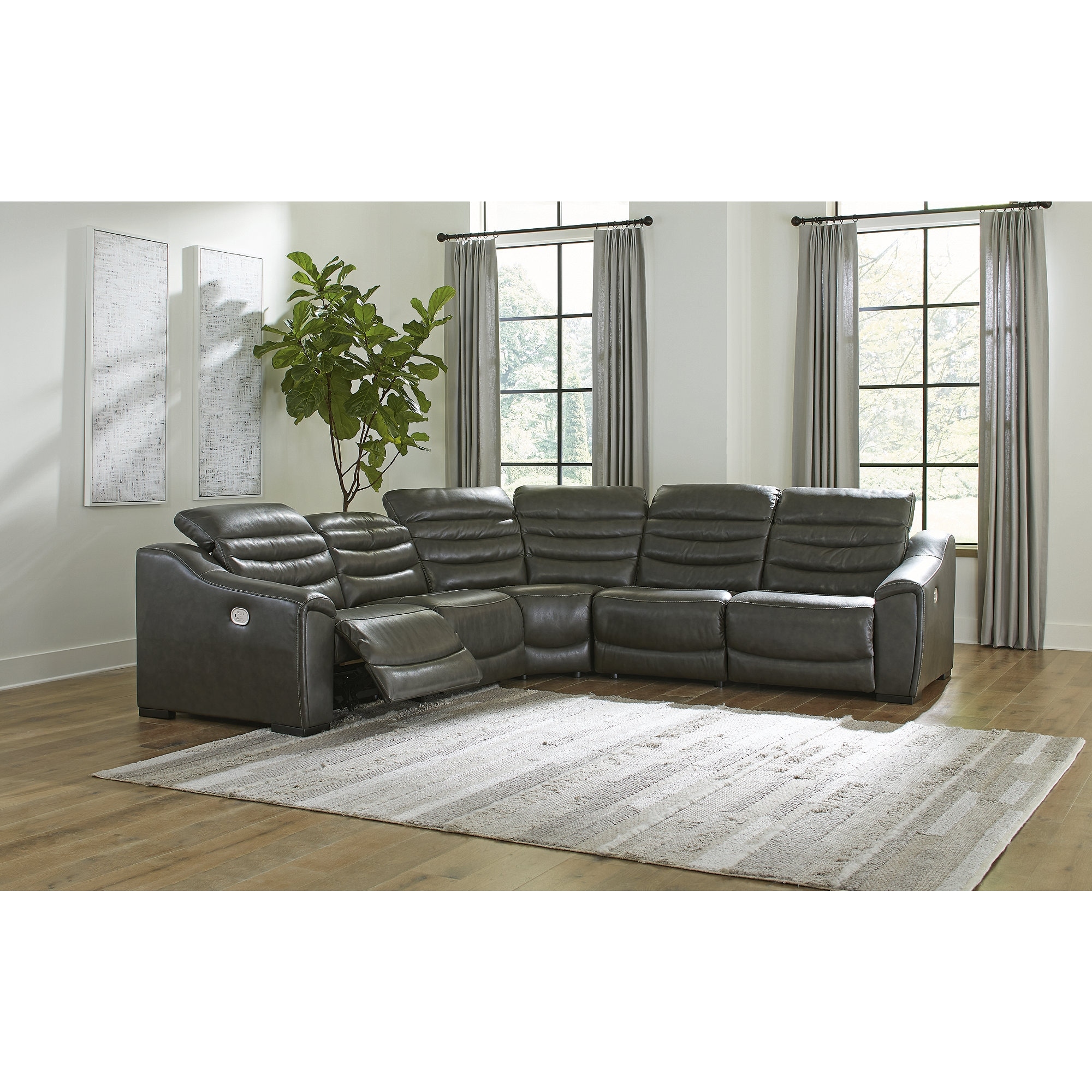 Signature Design by Ashley Center Line 5-Piece Power Reclining Sectional - 120.5"W x 120.5"D x 35"H