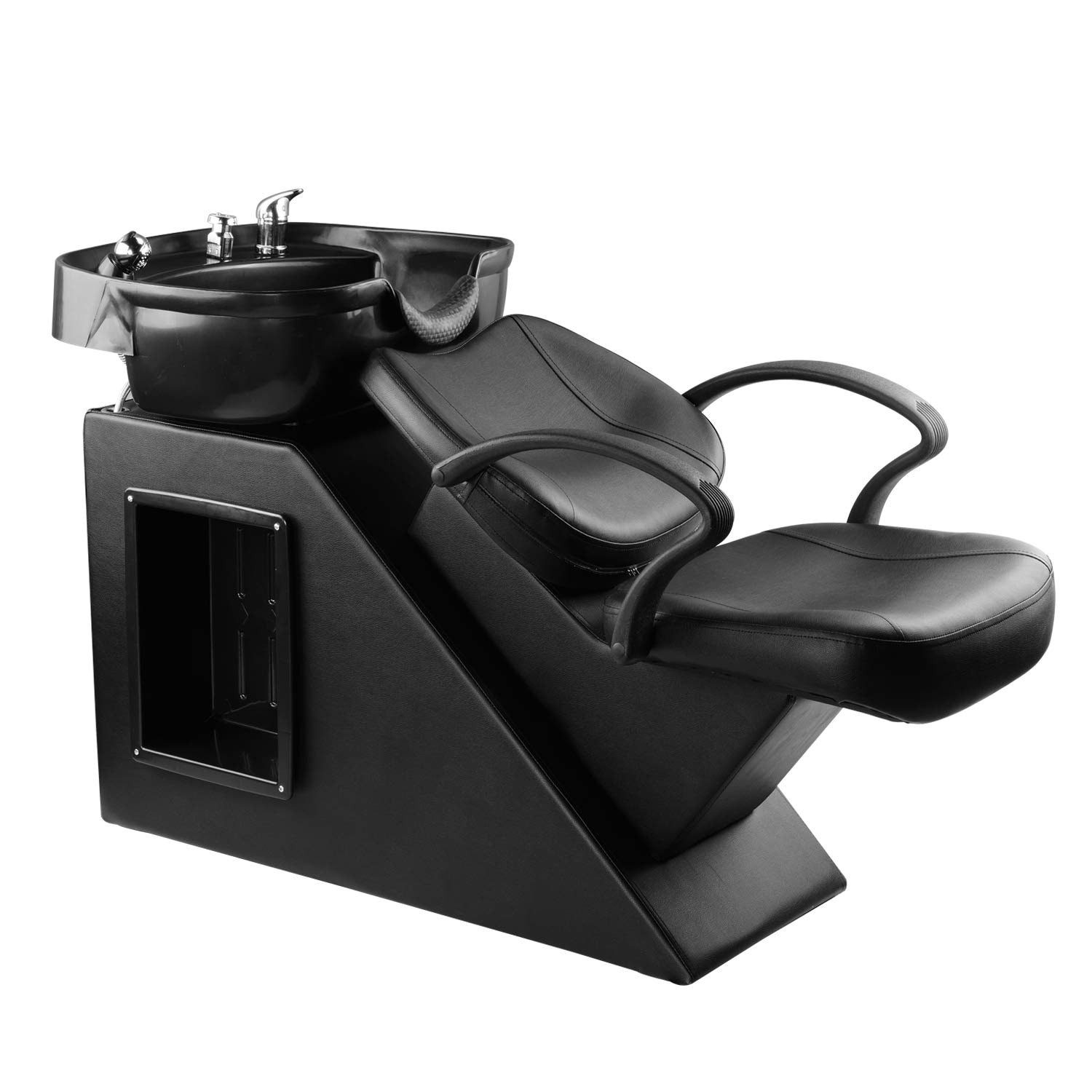 Shampoo Barber Backwash Chair, ABS Plastic Shampoo Bowl Sink Chair for Spa Beauty Salon - Black