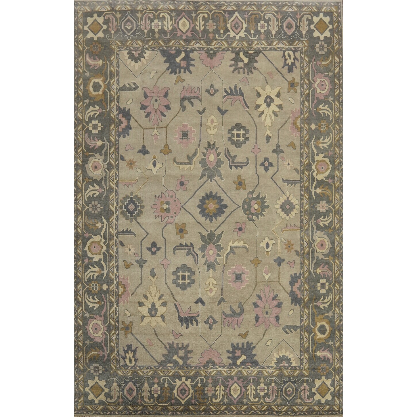 Handmade Wool Oushak Indian Large Rug Handmade Geometric Carpet - 17' 11'' X 11' 11''