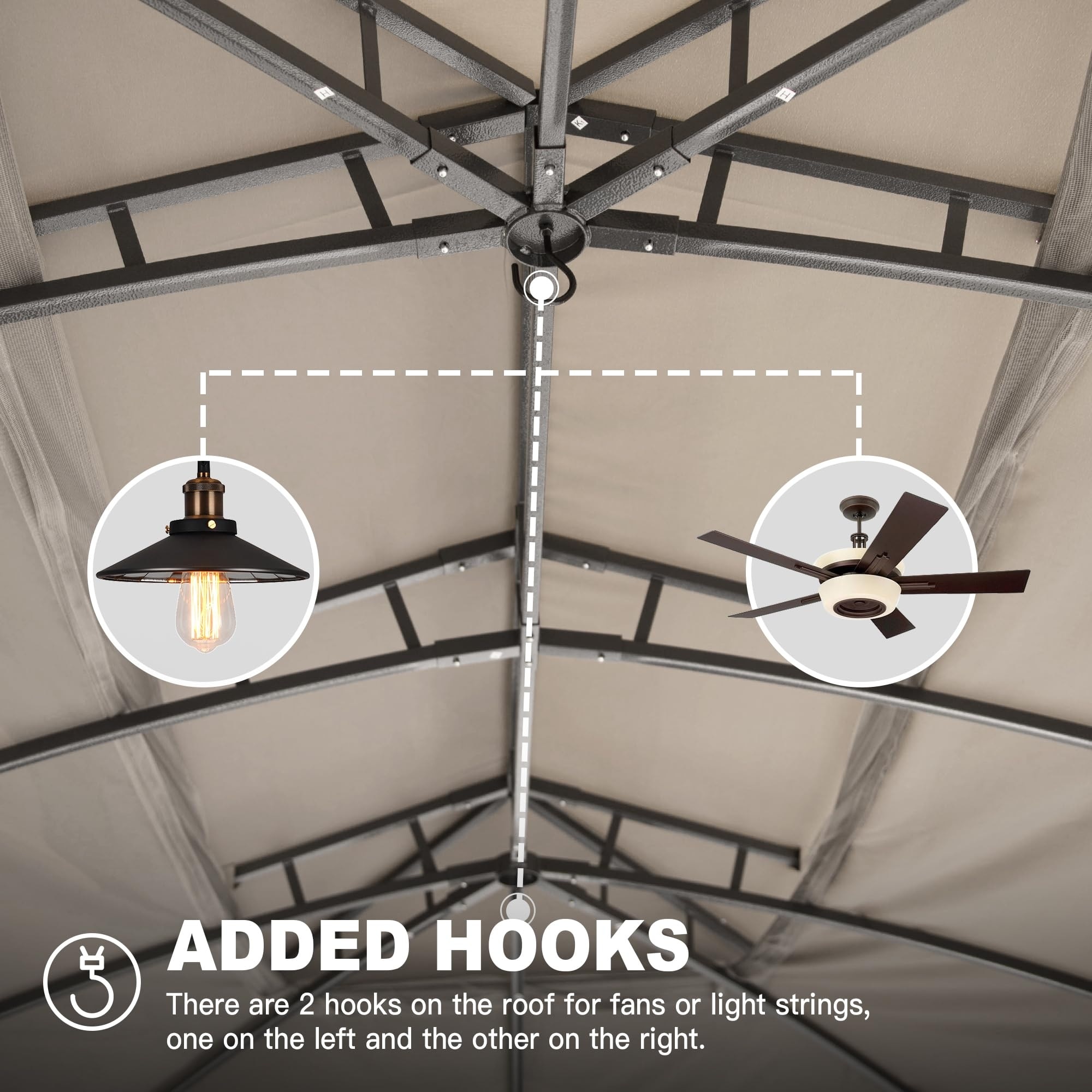 Outdoor Gazebo Shed with Double Roofs & Adjustable Corners, Removable Netting and Curtains, Water-proof Garden Shed
