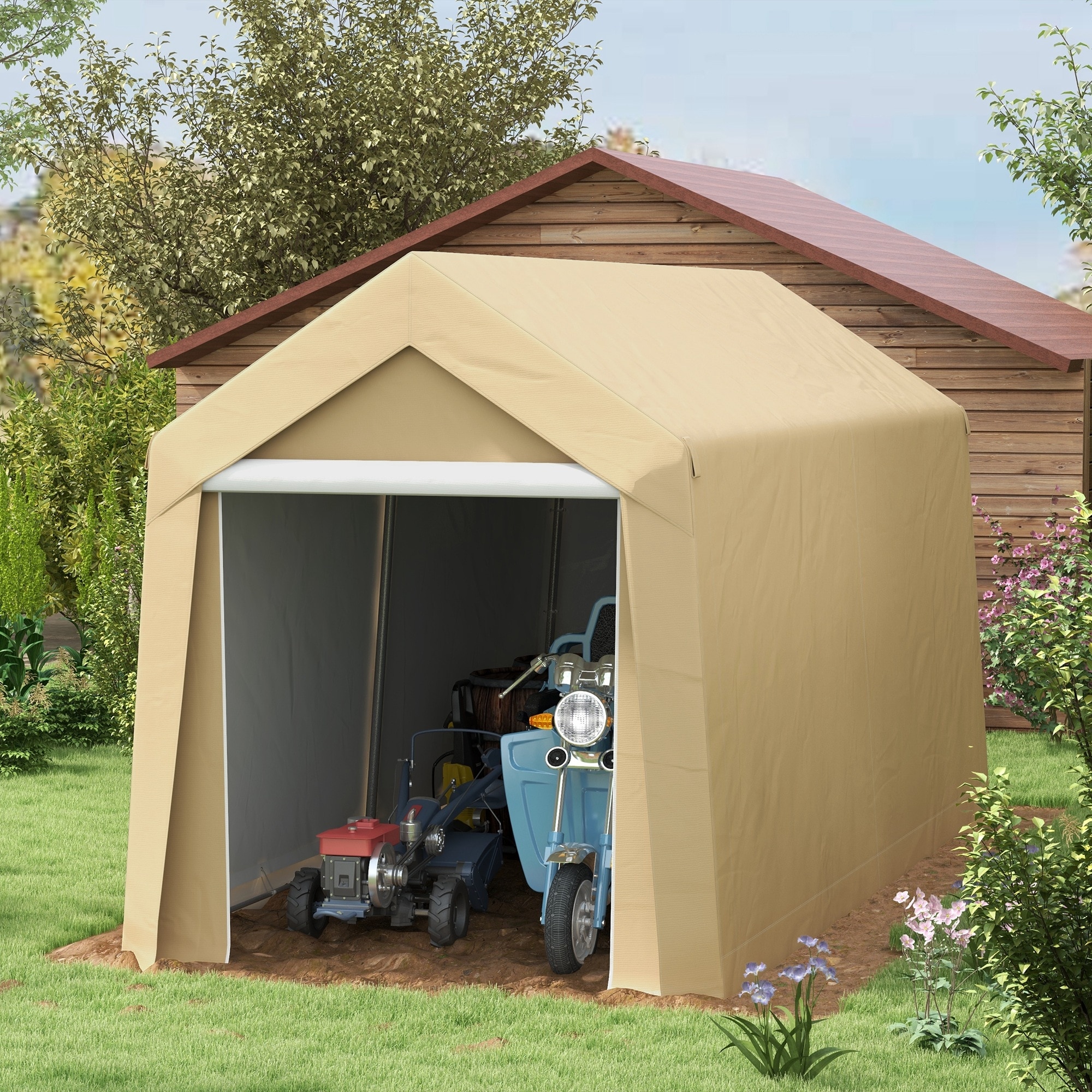 Outsunny 7' x 12' Garden Storage Tent, Heavy Duty Outdoor Shed, Waterproof Portable Shed Storage Shelter