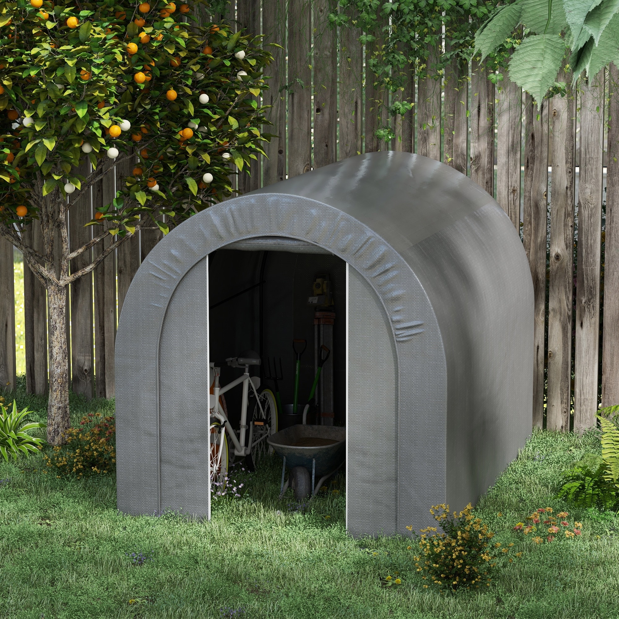 Outsunny 6' x 8' Garden Storage Tent, Heavy Duty Outdoor Shed, Waterproof Portable Shed Storage Shelter