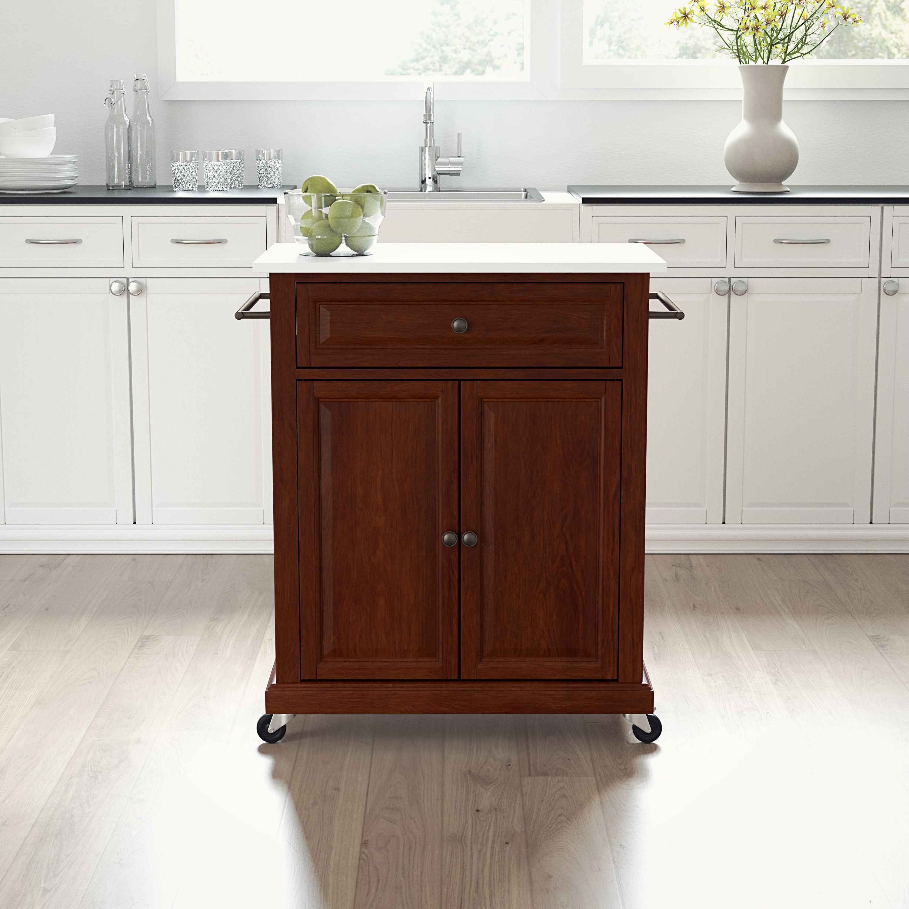 Crosley Compact Stone Top Kitchen Cart - 31"W x 18"D x 35.5"H