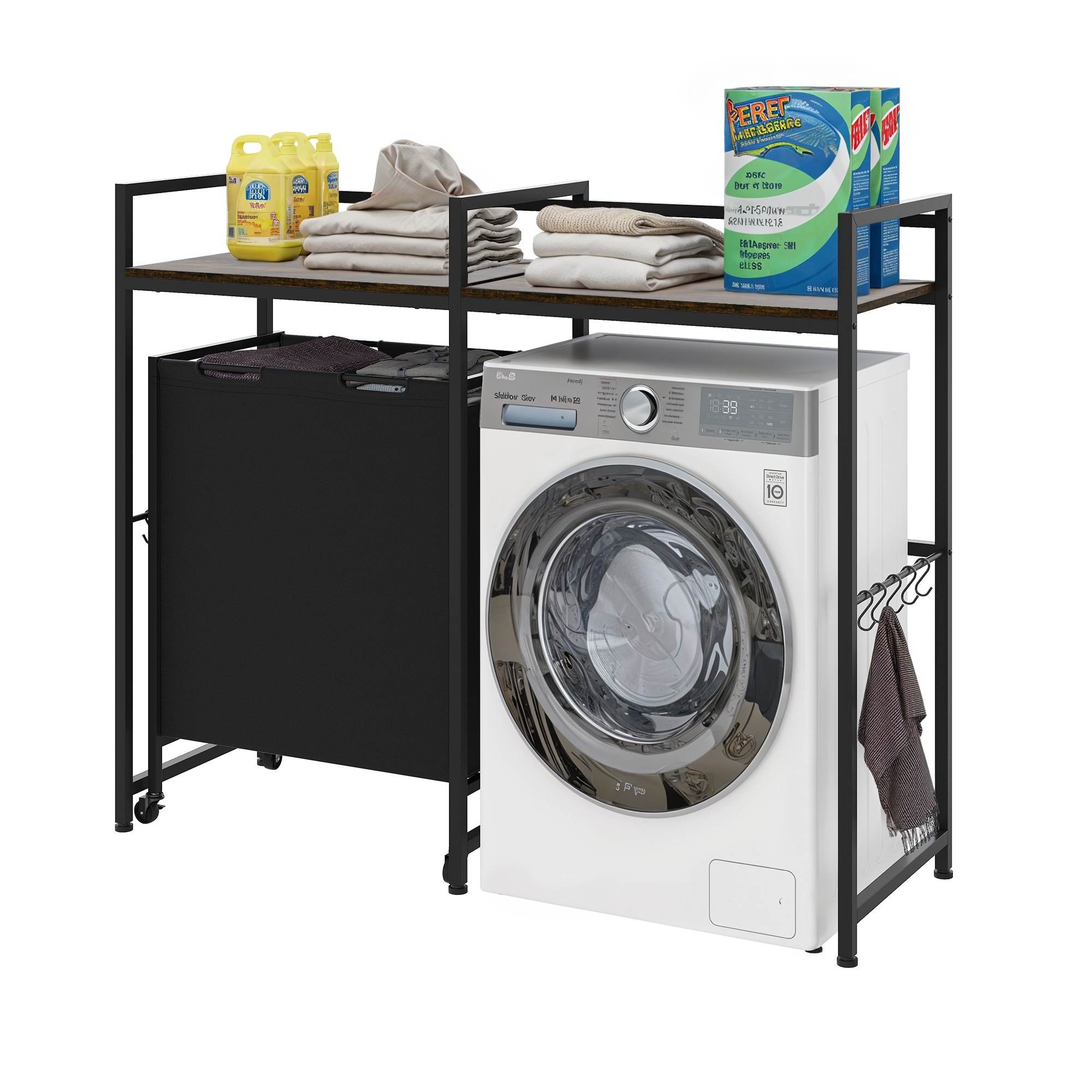Bathroom Room Shelf Washing Machine Storage Rack With Basket