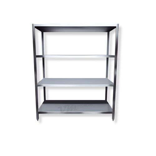 VM Europa Edelstahl Lagerregal - H=1800mm - 4 Böden - AISI 430 - komplett verscheißt - Tragfähigkeit 70 kg/m²: 60 x 50 cm / verschweißt / 4 Image