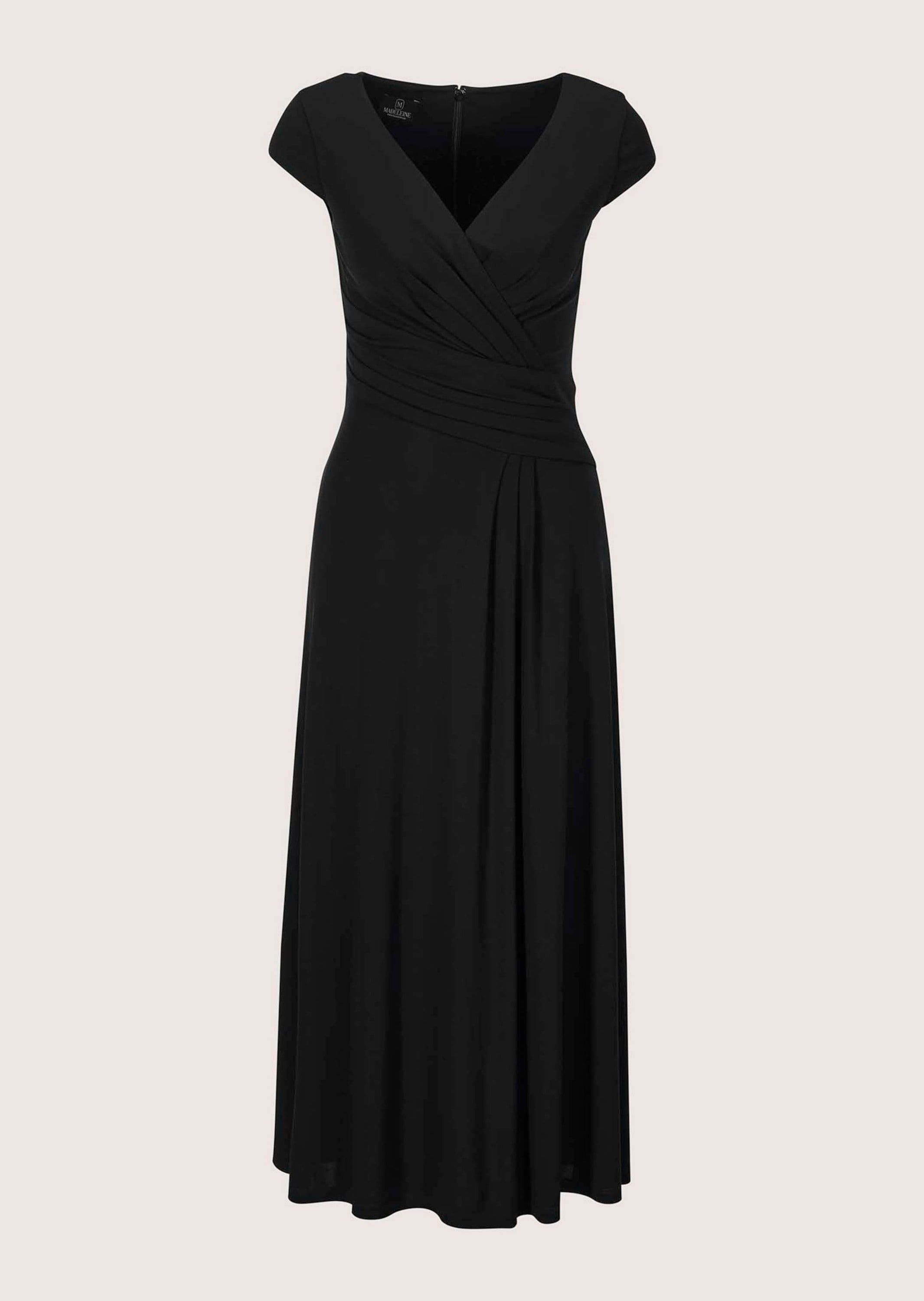 Wickelkleid MADELEINE "Abendkleid Maxikleid in Wickeloptik", Damen, Gr. 36, N-Gr, schwarz, Obermaterial: 96% Viskose CV. 4% Elasthan EL., Modern, figurbetont, V-Ausschnitt, Kleider Wickelkleid, Wickeloptik