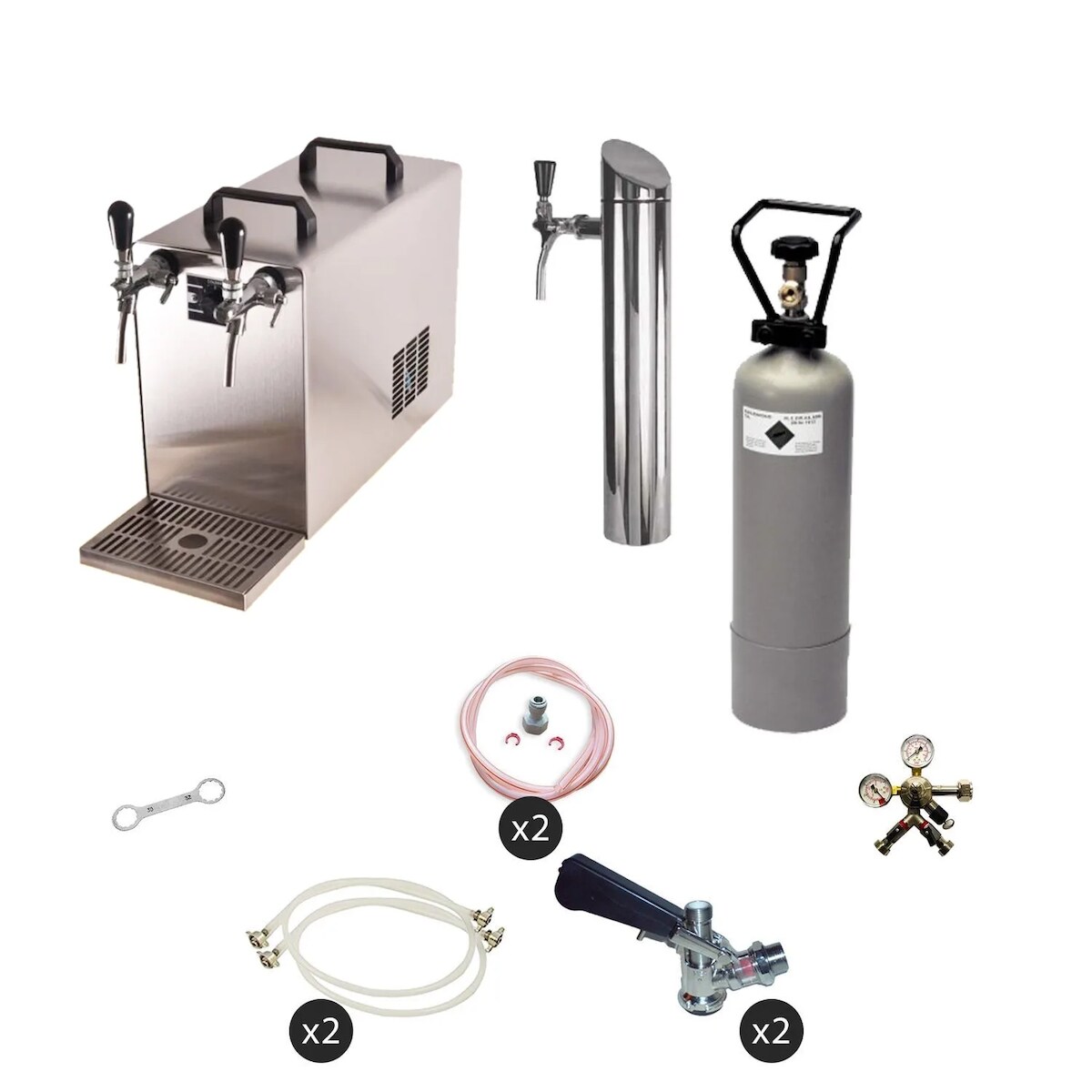 Zapfanlage, Bierzapfanlage STREAM 50 Bierkoffer, Durchlaufkühler 2-leitig Trockenkühler, bis zu 55 L/h, Untertheke, 5L Adapter, KeyKeg Image