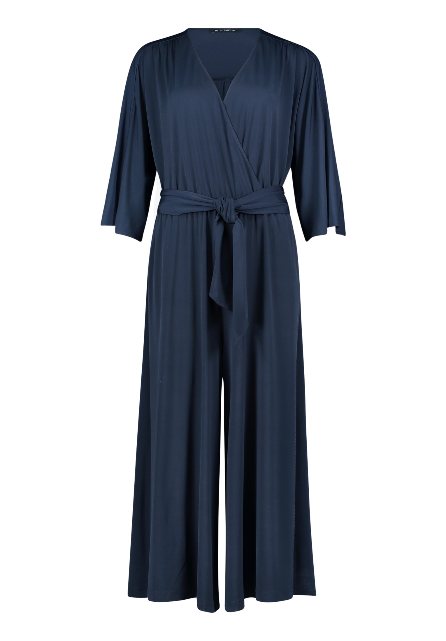 Overall BETTY BARCLAY "Damen mit Eingrifftaschen", Damen, Gr. 44, Normalgrößen, dunkelblau, Obermaterial: 94% Polyester, 6% Elasthan, figurumspielend, V-Ausschnitt, Overalls Overall