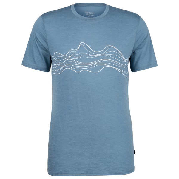 Stoic - Merino155 LaholmSt. Print T-Shirt Lines - Merinoshirt Gr M blau