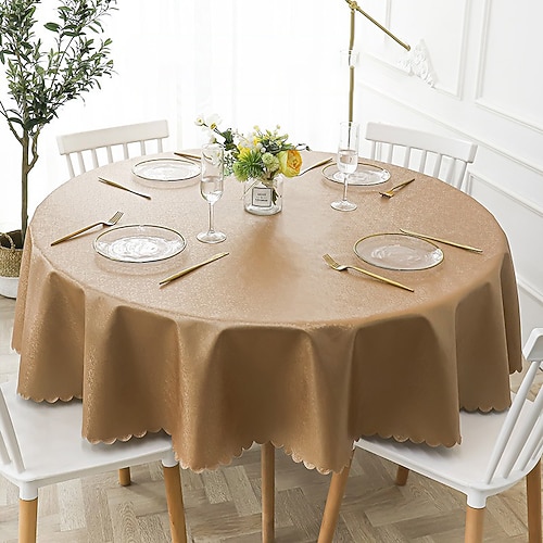 Runde Tischdecke, Vinyl-Tischdecke, abwischbar, Frühlings-Tischdecke, Wachstuch, Bauernhaus-Picknick-Tischdecke im Freien für Hochzeitsessen Image