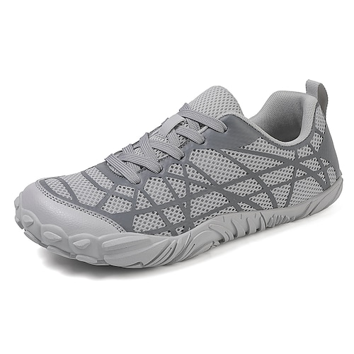 Graue, atmungsaktive Strick-Sneaker für Herren, Schnürschuhe, leichte und bequeme Laufschuhe, sportliche Freizeitschuhe für Alltag, Reisen, Freizeit im Freien, Fitness, Walking und Wochenendaktivitäten Image