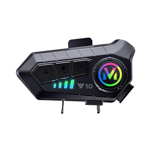 Motorradhelm-Bluetooth-Headset Y10, kabelloses Helmkommunikationssystem mit RGB-Beleuchtung, geräuschunterdrückende Lautsprecher für Musik Freisprechfunktion, wasserdicht für Motorradfahrten Image