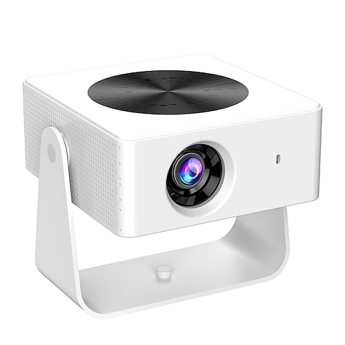 Mini-Projektor mit nativer 1080p-Auflösung, Wi-Fi 6 und Bluetooth, intelligenter Android-Projektor mit 4K-Unterstützung, tragbarer Filmprojektor für Heimkino Außenständer, um 180 Grad drehbar Image